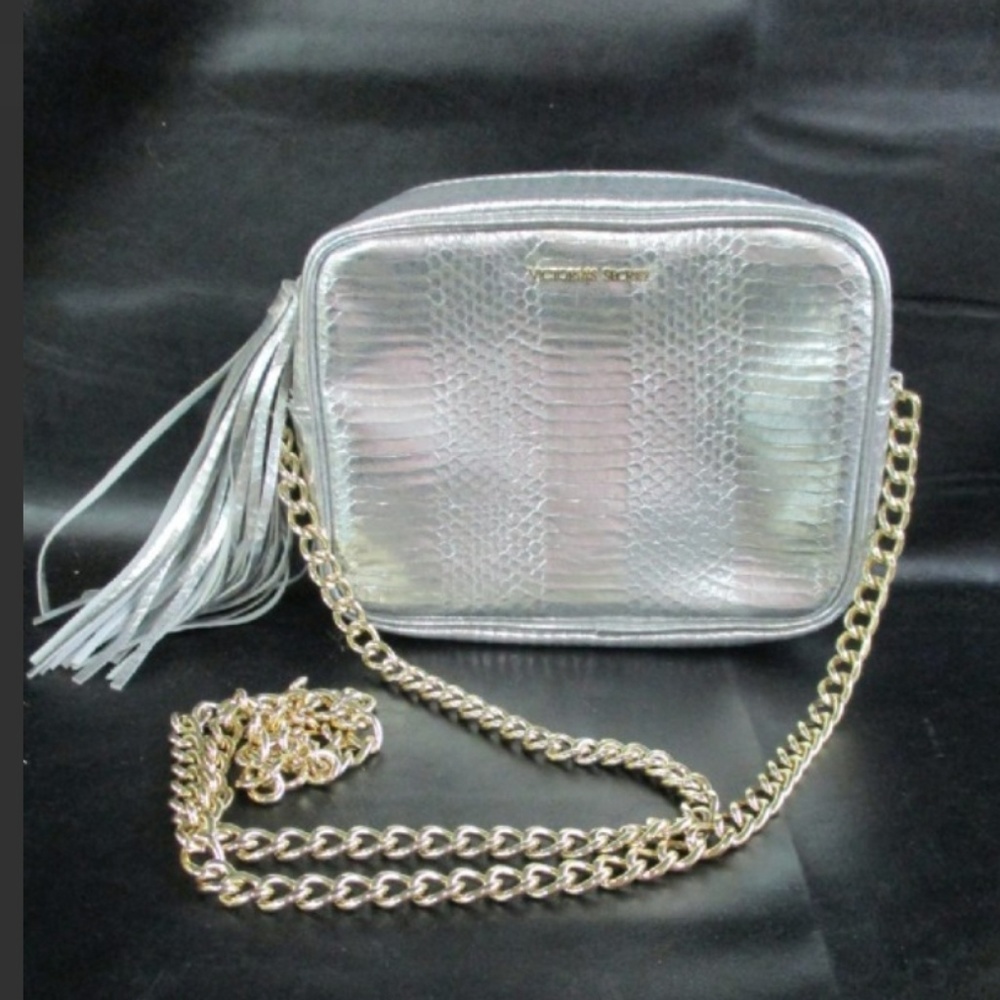 Victoria's Secret Silver Metallic Crossbody Bag